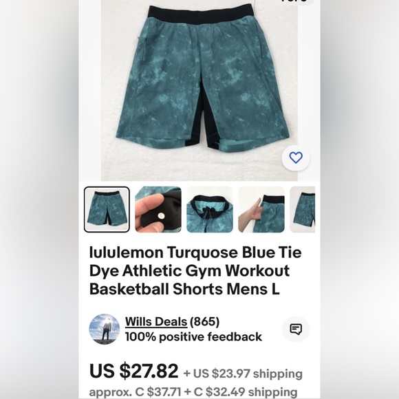 🥂HPLululemon men‘s T.H.E. Linerness 9” athletic running🏃 workout short Size L - Picture 14 of 17